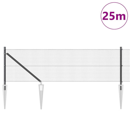 Vidaxl afrasteringspaal grijs 25 x 0,5 m (12 x 12 mm gaas) staal