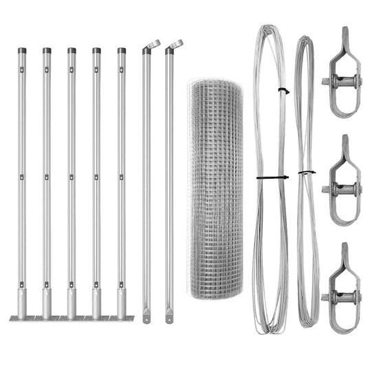 Vidaxl afrasteringspaal zilver 10 x 0,5 m (25 x 25 mm gaas) staal
