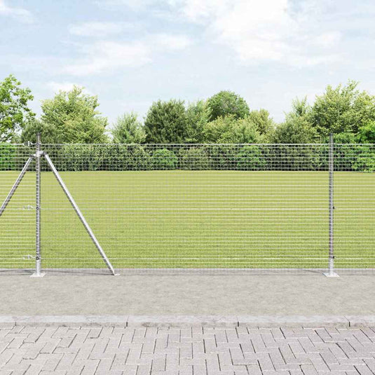 Vidaxl afrasteringspaal zilver 10 x 1 m (25 x 25 mm gaas) staal