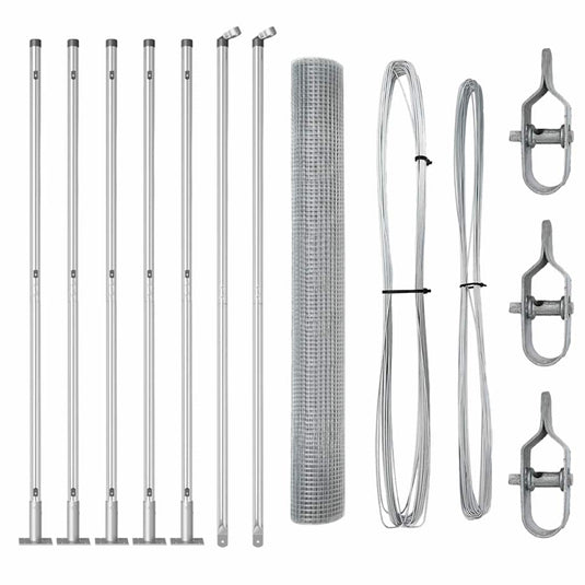 Vidaxl afrasteringspaal zilver 10 x 1 m (25 x 25 mm gaas) staal