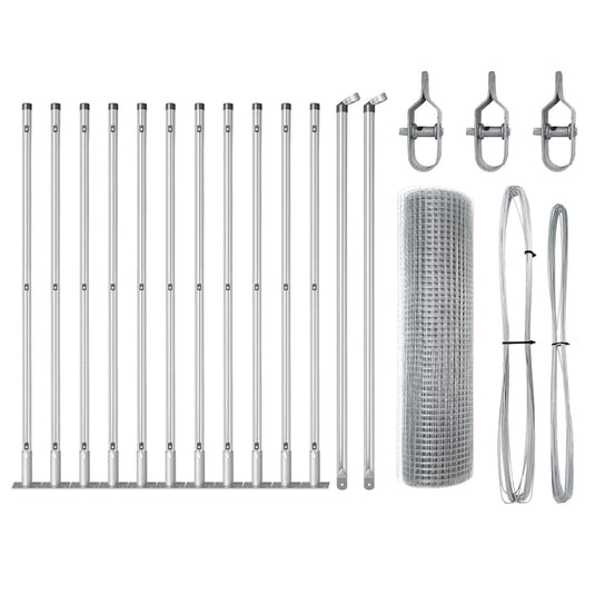 Vidaxl afrasteringspaal zilver 25 x 0,6 m (12 x 12 mm gaas) staal