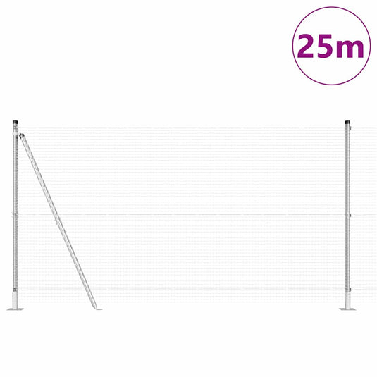 Vidaxl afrasteringspaal zilver 25 x 1,2 m (19 x 19 mm gaas) staal