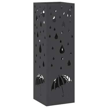 Vidaxl paraplu standaard met opslag zwart 15,5 x 15,5 x 49 cm metaal