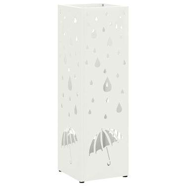 Vidaxl paraplu standaard met opslag wit 15,5 x 15,5 x 49 cm metaal