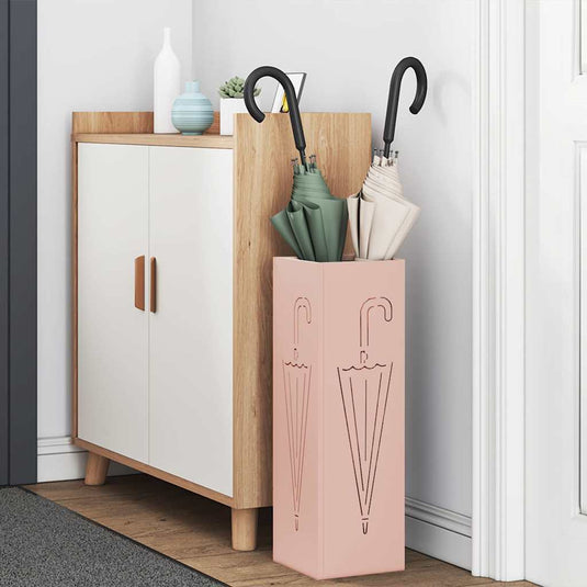 Vidaxl paraplu standaard met opslag roze 15,5 x 15,5 x 49 cm metaal