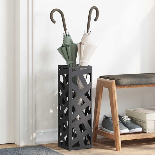 Vidaxl regen paraplu standaard zwart 15,5 x 15,5 x 49 cm staal