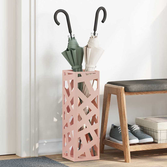 Vidaxl paraplu standaard met opslag roze 15,5 x 15,5 x 49 cm metaal