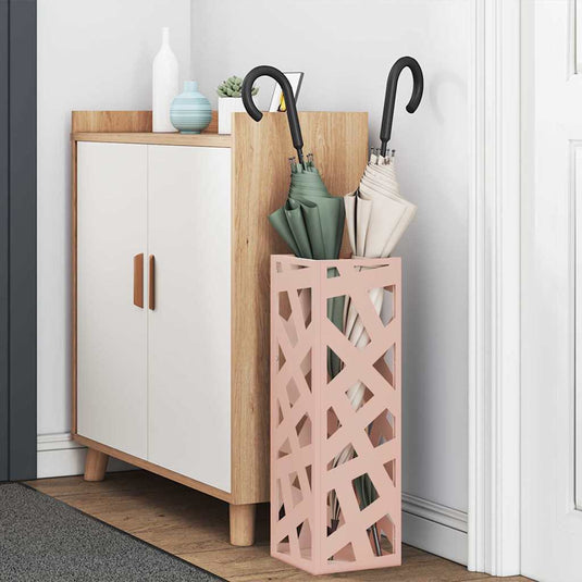 Vidaxl paraplu standaard met opslag roze 15,5 x 15,5 x 49 cm metaal