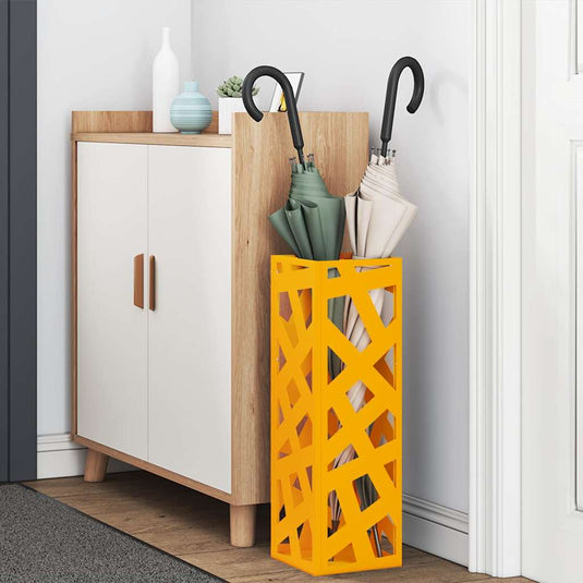 Vidaxl regen paraplu standaard mosterdgeel 15,5 x 15,5 x 49 cm staal
