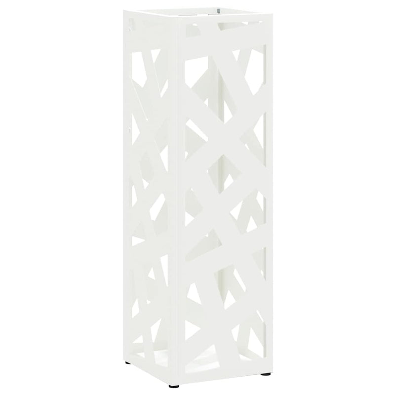 Load image into Gallery viewer, Vidaxl paraplu standaard met opslag wit 15,5 x 15,5 x 49 cm metaal
