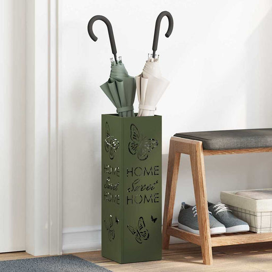 Vidaxl regen paraplu standaard olijfgroen 15,5 x 15,5 x 49 cm staal
