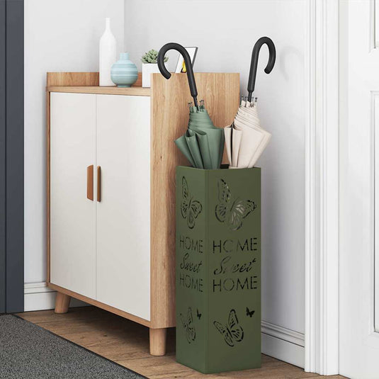 Vidaxl regen paraplu standaard olijfgroen 15,5 x 15,5 x 49 cm staal