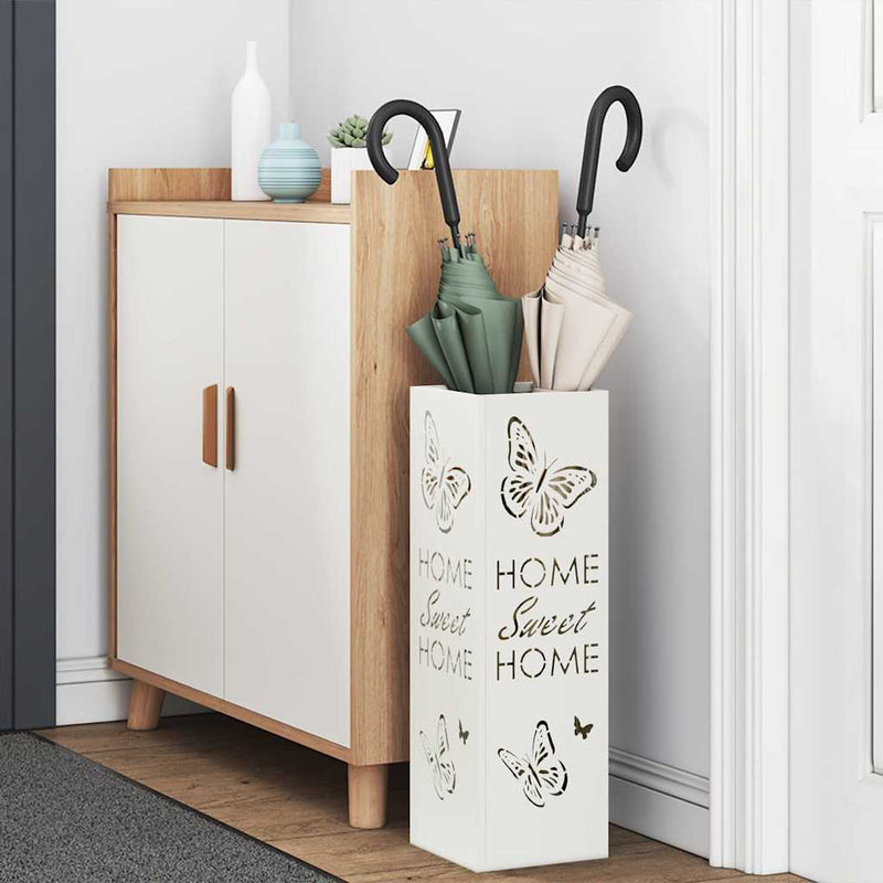 Load image into Gallery viewer, Vidaxl paraplu standaard met opslag wit 15,5 x 15,5 x 49 cm metaal
