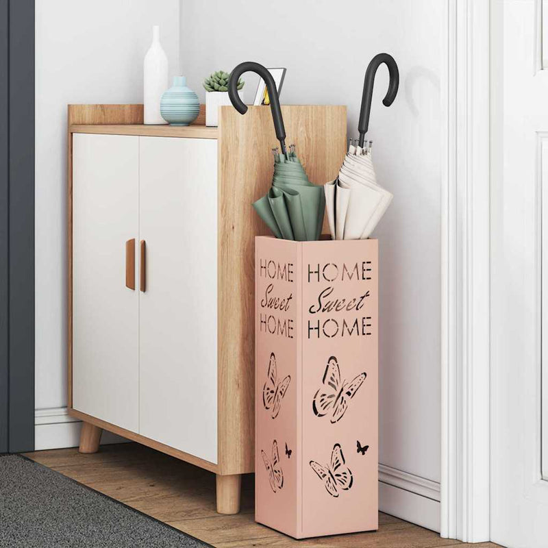 Load image into Gallery viewer, Vidaxl paraplu standaard met opslag roze 15,5 x 15,5 x 49 cm metaal
