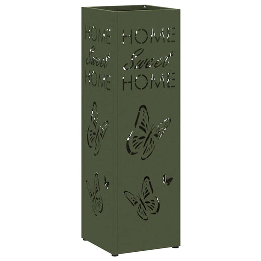 Vidaxl paraplu standaard olijfgroen 15,5 x 15,5 x 49 cm metaal