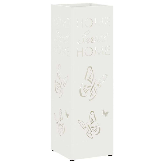 Vidaxl paraplu standaard met opslag wit 15,5 x 15,5 x 49 cm metaal