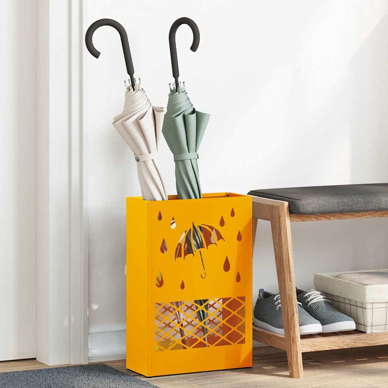 Load image into Gallery viewer, Vidaxl paraplu standaard mosterdgeel 28 x 12 x 41 cm staal
