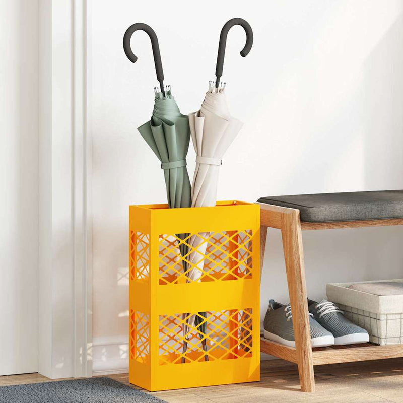Load image into Gallery viewer, Vidaxl paraplu standaard mosterdgeel 28 x 12 x 41 cm staal
