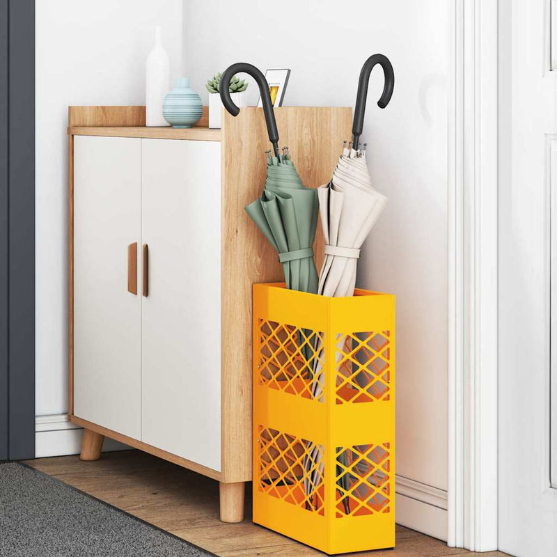 Load image into Gallery viewer, Vidaxl paraplu standaard mosterdgeel 28 x 12 x 41 cm staal
