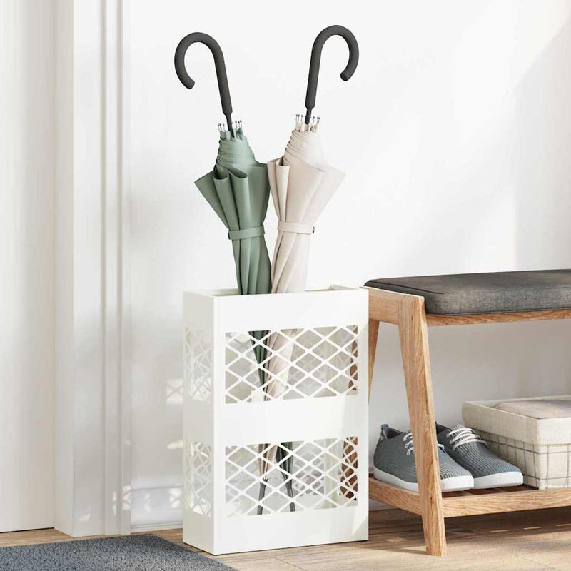 Load image into Gallery viewer, Vidaxl paraplu standaard wit 28 x 12 x 41 cm staal
