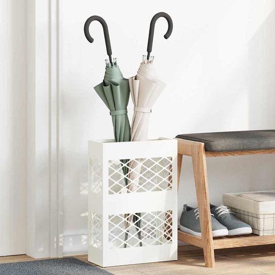 Vidaxl paraplu standaard wit 28 x 12 x 41 cm staal