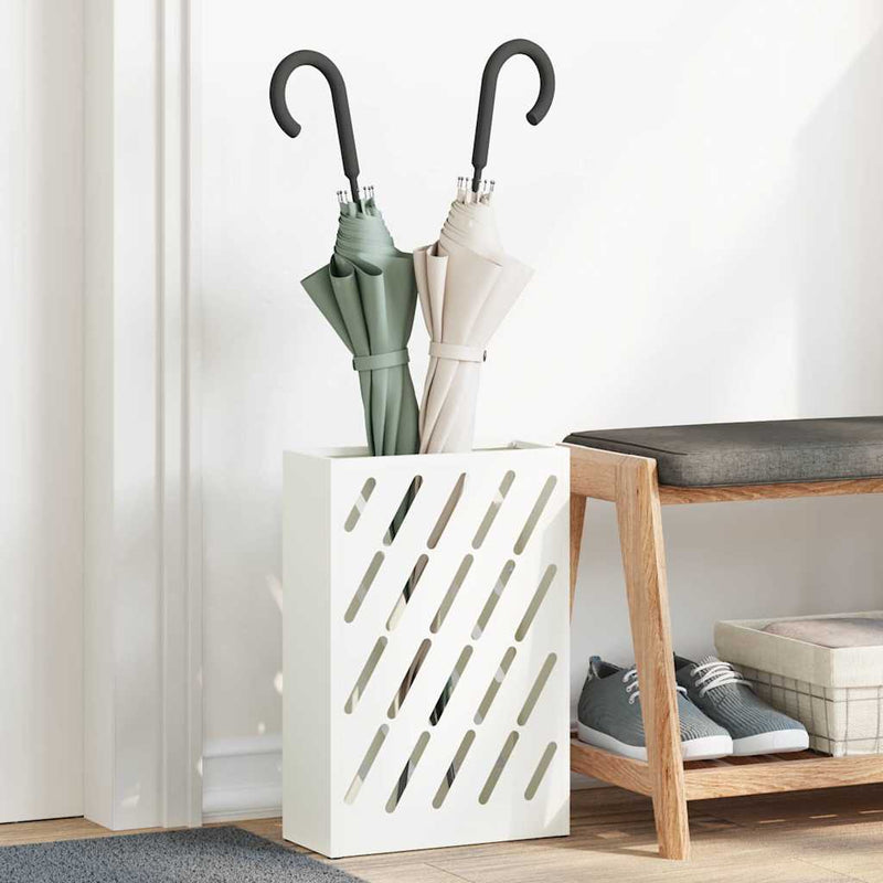 Load image into Gallery viewer, Vidaxl paraplu standaard wit 28 x 12 x 41 cm staal
