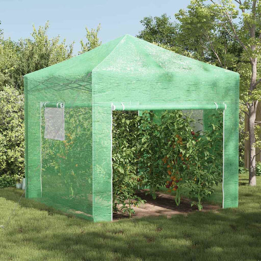 Vidaxl kas met pop-up frame met dak groen 290 x 290 x 315 cm ijzer