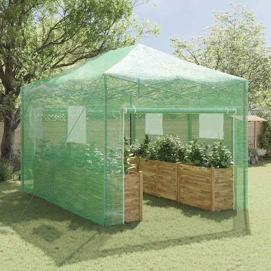 Vidaxl kas met pop-up frame met dak groen 290 x 430 x 315 cm ijzer