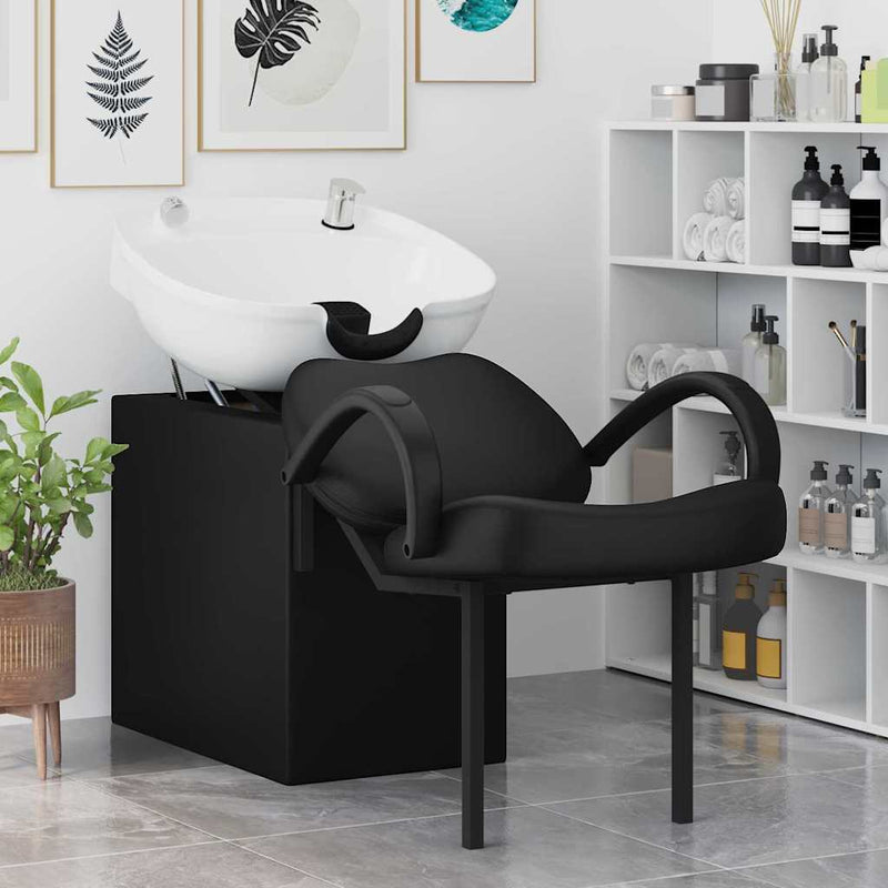 ギャラリービューアに画像をロードする, Vidaxl shampoo stoel zwart en wit 63 x 141 x 92 cm pvc
