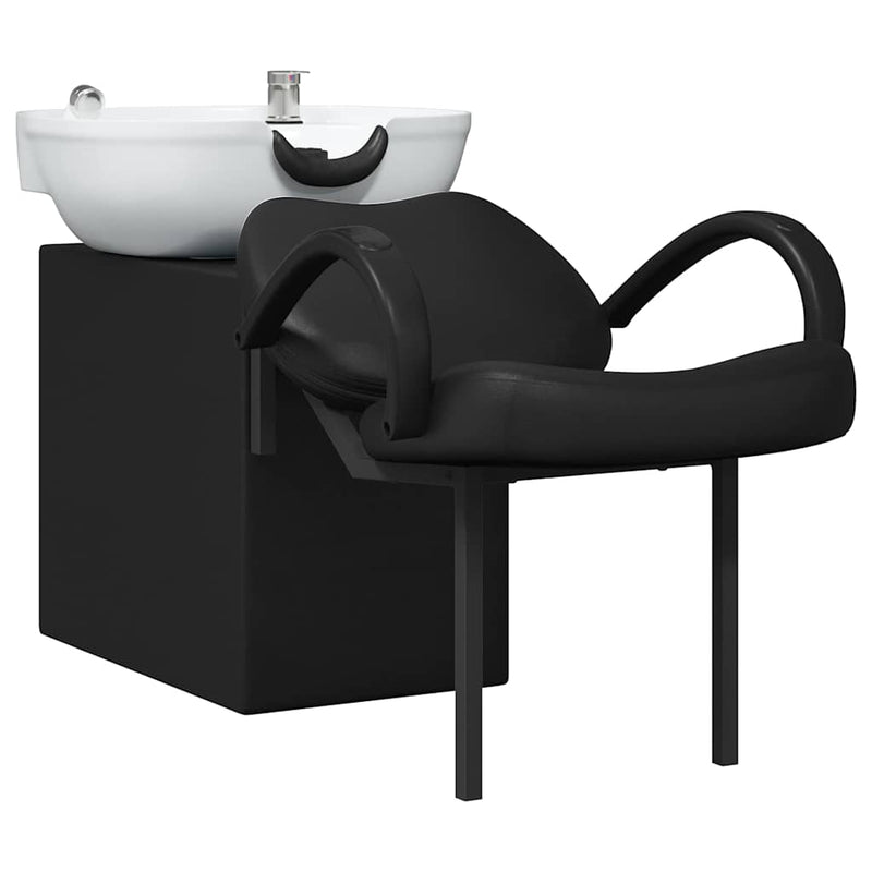 ギャラリービューアに画像をロードする, Vidaxl shampoo stoel zwart en wit 63 x 141 x 92 cm pvc
