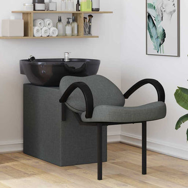 Vidaxl shampoo stoel donkergrijs en zwart 63 x 141 x 92 cm stof