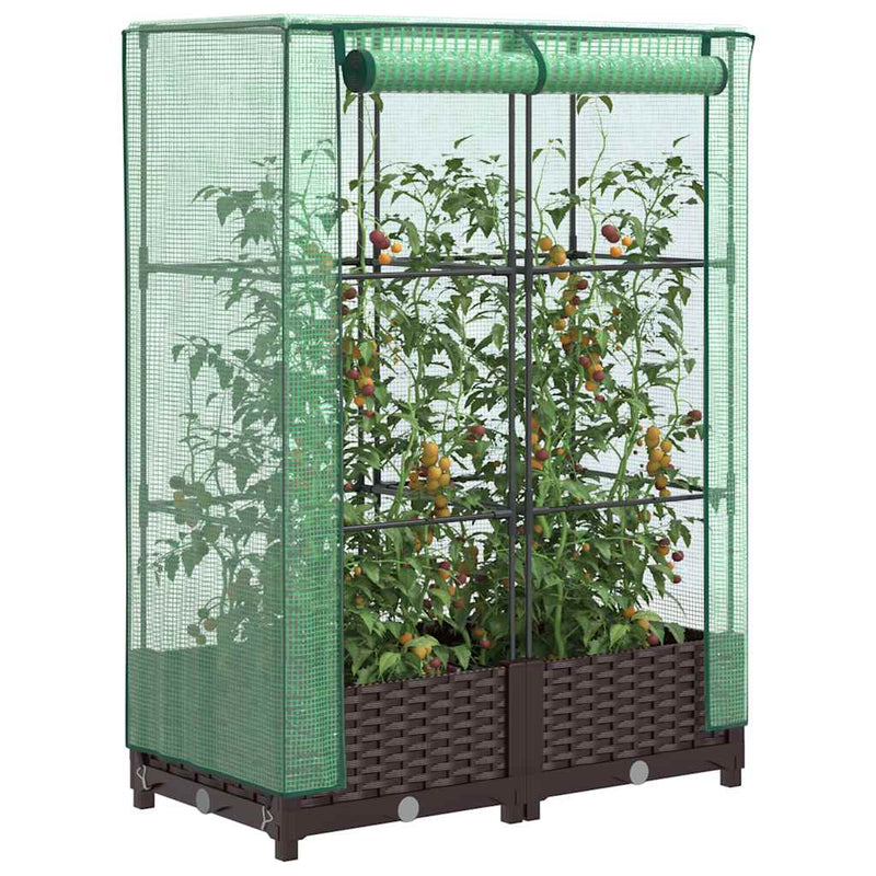 Load image into Gallery viewer, Vidaxl plantenbak verhoogd met kashoes 80x40x123 cm rattanlook
