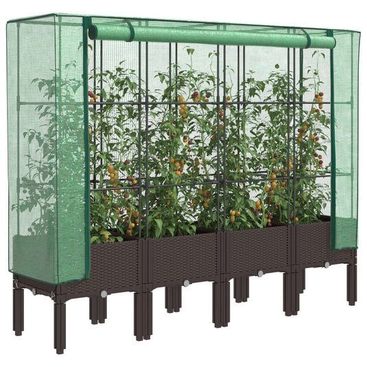 Vidaxl plantenbak verhoogd met kashoes 160x40x140 cm rattanlook