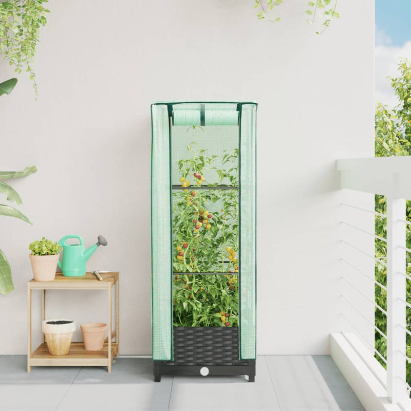 Afbeelding laden in galerijviewer, Vidaxl plantenbak verhoogd met kashoes 40x40x123 cm rattanlook
