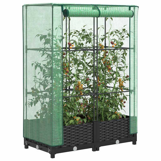 Vidaxl plantenbak verhoogd met kashoes 80x40x123 cm rattanlook