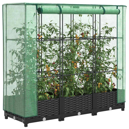 Vidaxl verhoogde plantenbak met kashoes rotanlook 120x40x123 cm