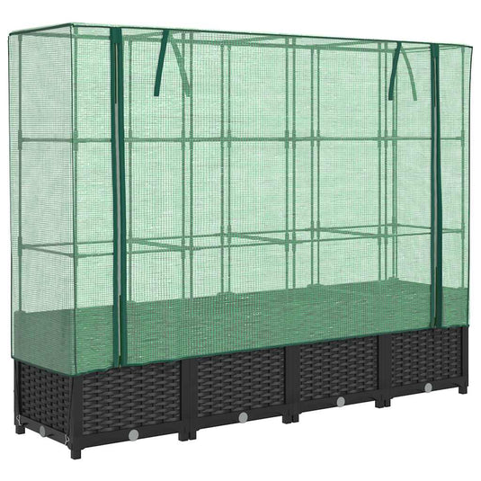 Vidaxl verhoogde plantenbak met kashoes rotanlook 160x40x138 cm