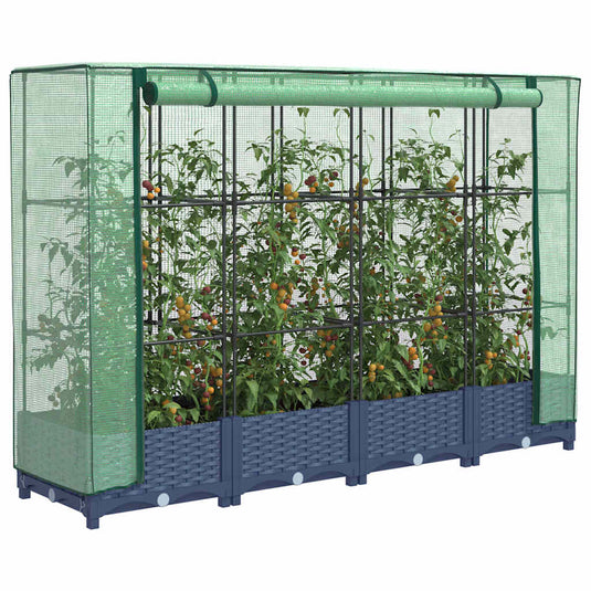 Vidaxl verhoogde plantenbak met kashoes rotanlook 160x40x123 cm