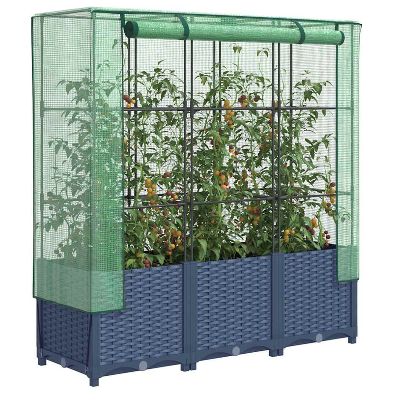 Load image into Gallery viewer, Vidaxl plantenbak verhoogd met kashoes 120x40x138 cm rattanlook
