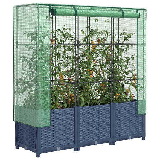 Vidaxl plantenbak verhoogd met kashoes 120x40x138 cm rattanlook