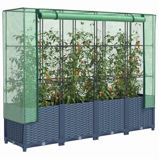 Vidaxl verhoogde plantenbak met kashoes rotanlook 160x40x138 cm