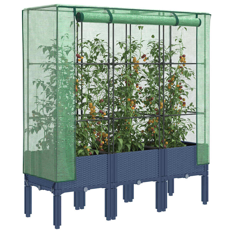 Load image into Gallery viewer, Vidaxl plantenbak verhoogd met kashoes 120x40x140 cm rattanlook

