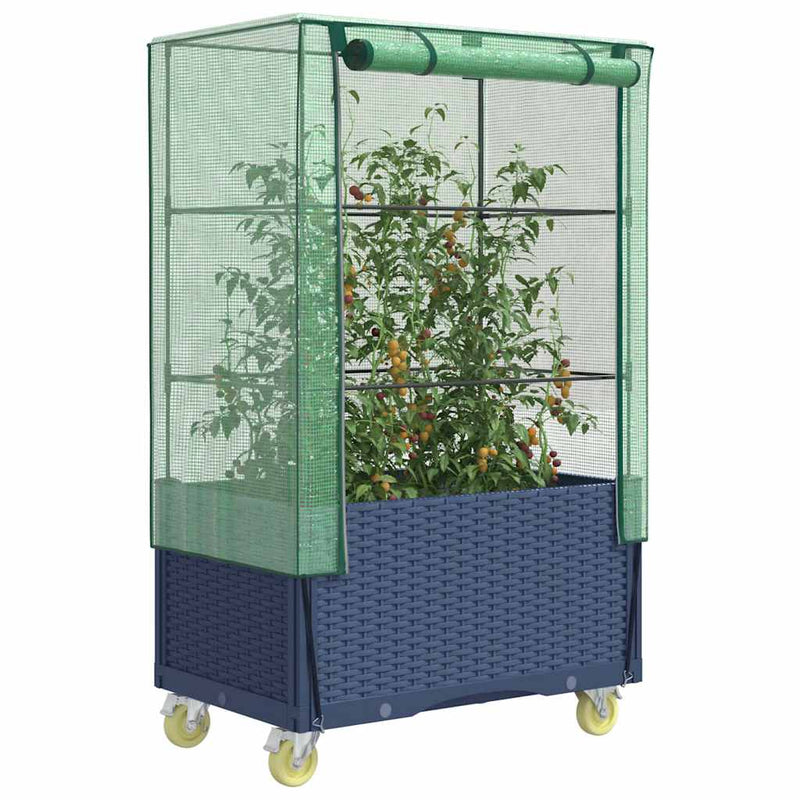 Load image into Gallery viewer, Vidaxl plantenbak verhoogd met hoes en wielen 80x50x182 cm rattanlook
