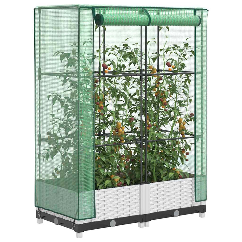 Load image into Gallery viewer, Vidaxl plantenbak verhoogd met kashoes 80x40x123 cm rattanlook
