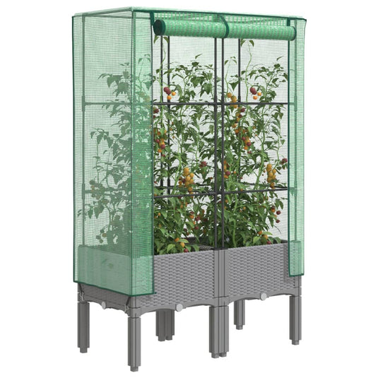 Vidaxl plantenbak verhoogd met kashoes 80x40x140 cm rattanlook