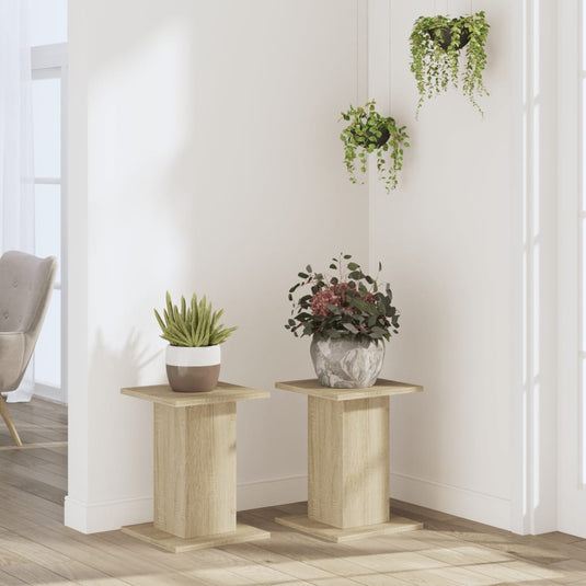 Vidaxl plantenstandaards 2 st 30x30x40 cm bewerkt hout sonoma eiken
