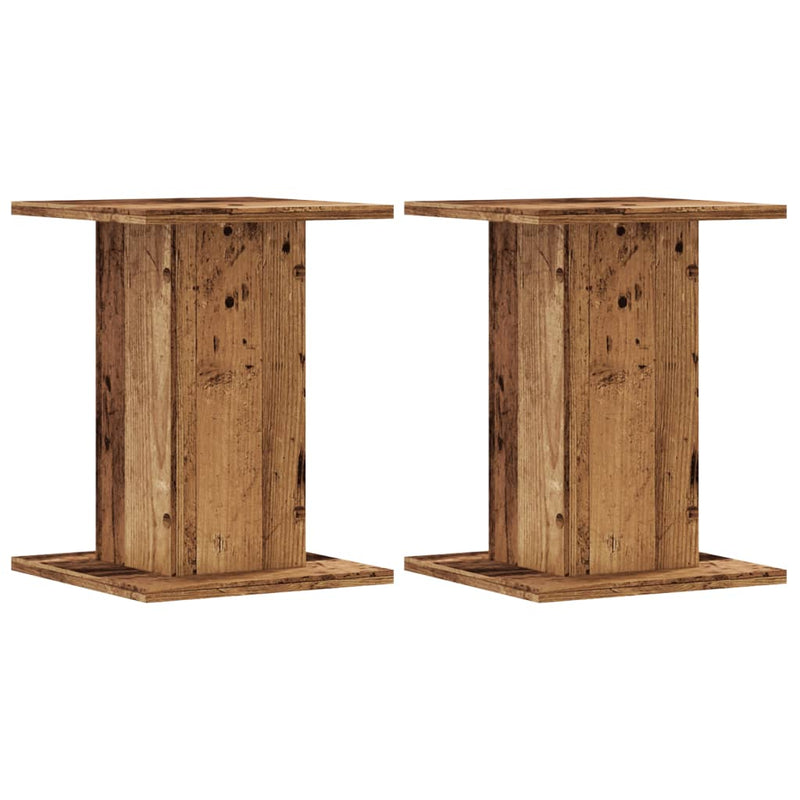 Load image into Gallery viewer, Vidaxl plantenstandaards 2 st 30x30x40 cm bewerkt hout oud houtkleurig
