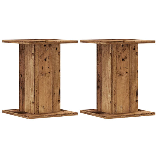 Vidaxl plantenstandaards 2 st 30x30x40 cm bewerkt hout oud houtkleurig