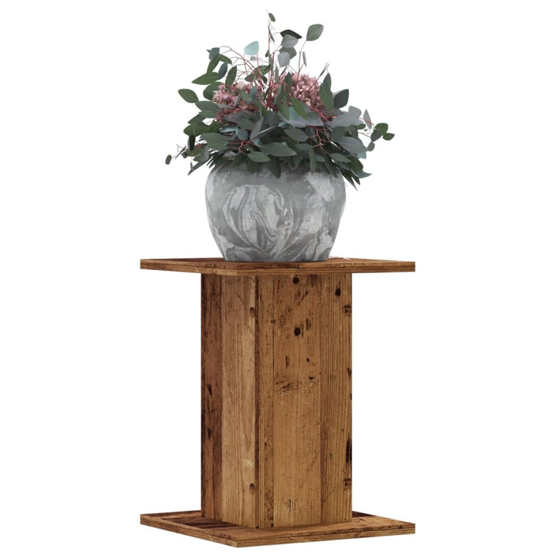 Load image into Gallery viewer, Vidaxl plantenstandaards 2 st 30x30x40 cm bewerkt hout oud houtkleurig
