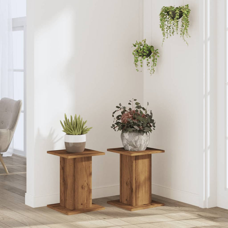 Load image into Gallery viewer, Vidaxl plantenstandaards 2 st 30x30x40 cm hout artisanaal eiken
